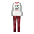 thumbnail image 2 of ELF Christmas Pajamas for Family Long Sleeve Arrow Letter Print Tops + Plaid Pants Set Sleepwear, 2 of 7