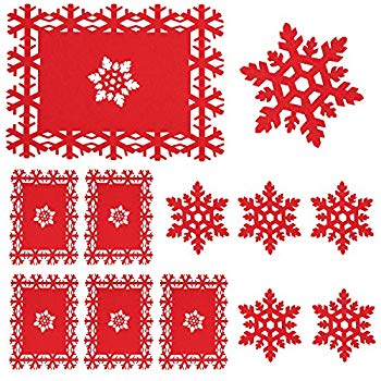 Set of 4 Christmas Coasters Festive Dining Table Set Birthday Party Wedding RED