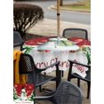 thumbnail image 4 of Outdoor Tablecloth with Umbrella Hole and Zipper, Red Snowman Christmas Square Table Cloth 60x60 Inch Waterproof Tablecloth, Xmas Tree Snowflake Rustic Winter Picnic Table Cover for Patio Camping, 4 of 7