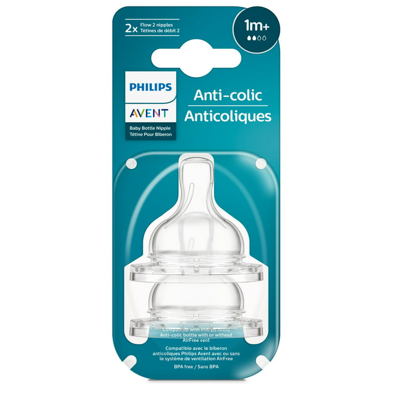 Philips 2 Pack Avent Anti-Colic Baby Bottle Slow Flow Nipple 1m+ New