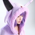 thumbnail image 4 of Women's PM Derivative Fluffy Bodycon Romper Pajama Halloween Furry Bodysuit Long Sleeve Hooded Jumpsuit with Tail Belt and Socks, 4 of 10