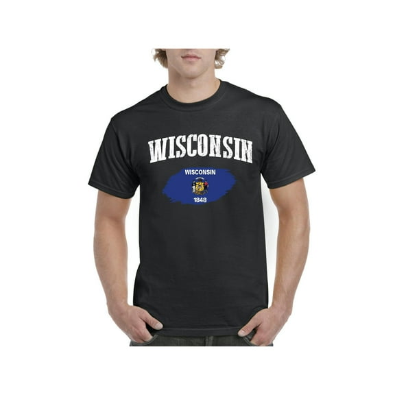 Men's T-Shirt Short Sleeve - Wisconsin Flag