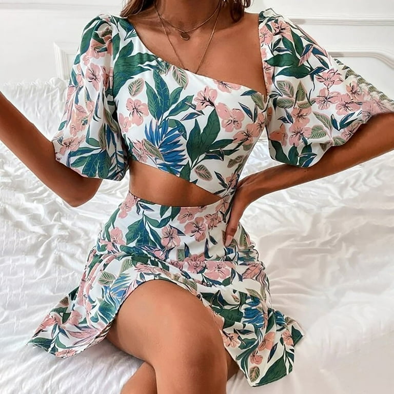 Sweet Vacation Floral V Neck Waist Skirt Dresses Sweet Vacation Floral V Neck Waist Skirt Dresses