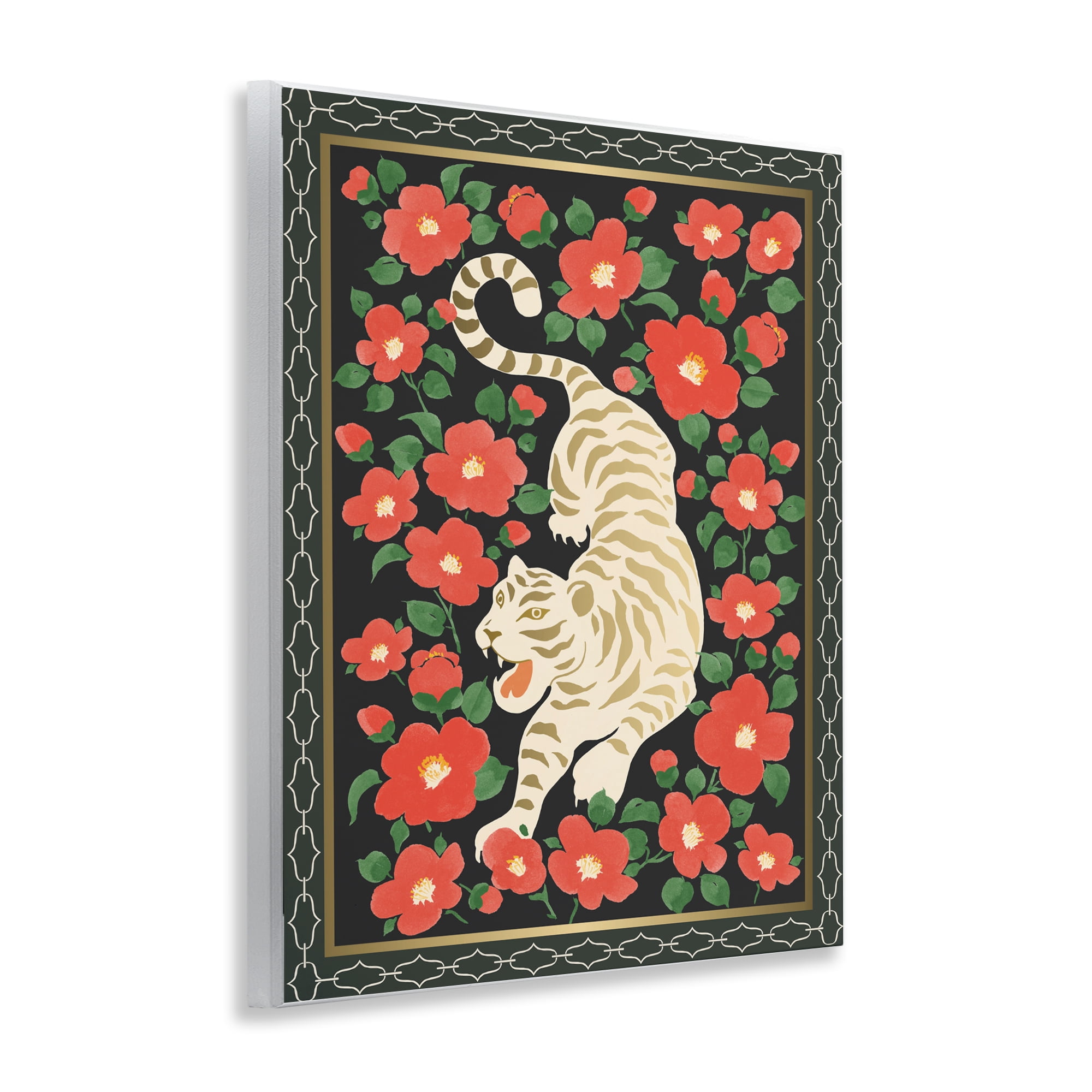 Stupell Industries Ivory Tiger Among Camelias Wall Plaque Art, design by Karolina Sato