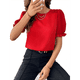 thumbnail image 3 of Blusa de de Corta , Elegante y con Cuello para Mujer, Blusa de Verano. Rojo L, 3 of 6