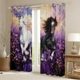 thumbnail image 2 of Feelyou 3D Racing Horse Blackout Curtains Set of 2 (52x84 Each), Dreamy Purple Groovy Flower Window Curtains, Rustic Farmhouse Animal Curtains and Drapes, Blackout Curtains Room Decor, 2 of 6