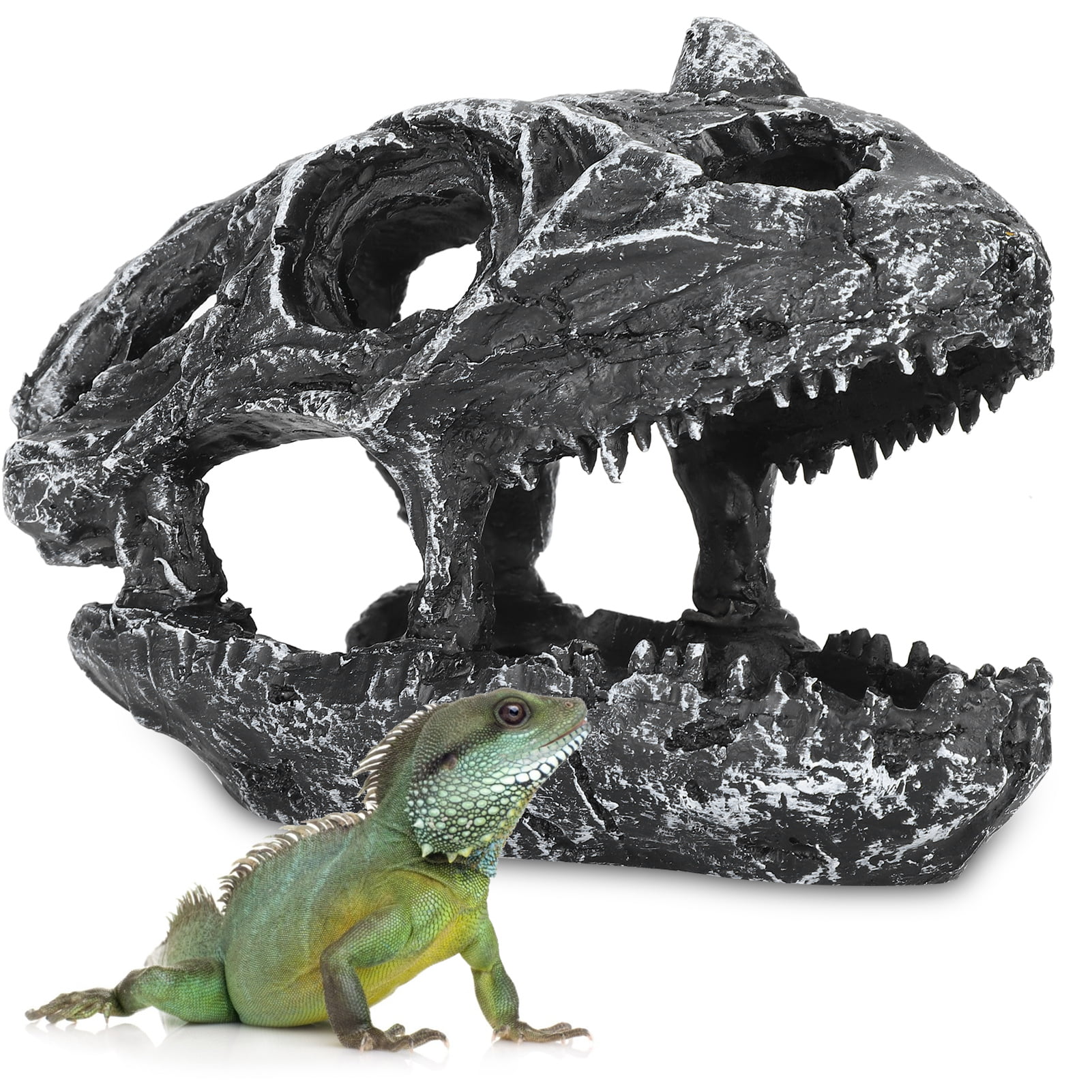 Viper Reptile Amphibian Rock Hide Cave Snakes Lizards Ideal for Medium Sized Iguanas Grey and Turquoise Colors Non-Toxic Resin Geckos Handcrafted From Premium