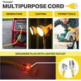 thumbnail image 4 of 50 Foot Lighted Outdoor Extension Cord - 10/3 SJTW Yellow 10 Gauge Cable with 3 Prong Grounded Plug for Safety - Great for Garden and Major Appliances, 4 of 5
