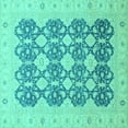 thumbnail image 1 of Ahgly Company Machine Washable Indoor Square Oriental Turquoise Blue Traditional Area Rugs, 3' Square, 1 of 4