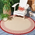 thumbnail image 2 of Safavieh Courtyard Donna Botanical Indoor/Outdoor Area Rug, Natural/Red, 7'10" x 7'10" Round, 2 of 10