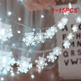 thumbnail image 2 of 15PCS 20LED 9.8FT Snowflake String Lights Snow Fairy Garland Decoration For Christmas Tree New Year Room Holiday Wedding Party, 2 of 5