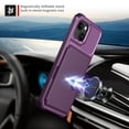thumbnail image 6 of Allytech Rugged Case for iPhone 15 Support Magnetic Car Mount, Premium PU Leather Flip Card Cash Holder Pocket Shockproof Anti-Fall Back Case for iPhone 15 - Purple, 6 of 7