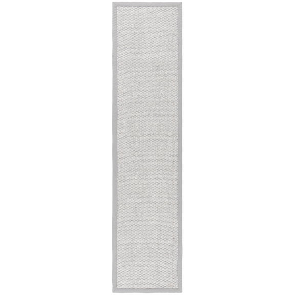 SAFAVIEH Palm Beach Sutton Solid Runner Rug, Silver/Ivory, 2' x 8'