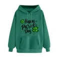 thumbnail image 2 of NuoCaiYun Women's Funny Print St. Patrick's Day Hooded Drawstring Pullover Long Sleeved Loose Comfortable Sweatshirt with Pocket, 2 of 6