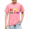 thumbnail image 1 of Camisa de Vestido de Manga Corta de los Niños Moda Lindo Cuello Redondo Impresión Tee Tela Suave Transpirable para Viajes Escolares Informales, 1 of 8