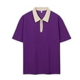 thumbnail image 3 of Fnooota Mens Polo Shirts Clearance, Summer Vacation Collared Casual Short Sleeve Shirts Purple Size S, 3 of 6