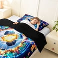 thumbnail image 4 of Castle Fairy Soccer Sport Twin Comforter Sets 2pcs, Futuristic Cubes Bedding Set, Blue Orange Black,Black Reversible,1 Comforter and 1 Pillowcase, 4 of 6