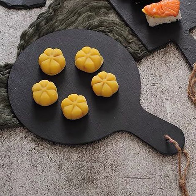 Plato de pizarra para queso Plato plano Plato occidental Cocina de estilo japonés Plato de piedra Bandeja para aperitivos de frutas y filetes