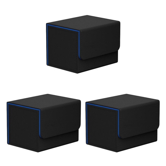 Vogacara Caja de almacenamiento de cubierta de tarjeta coleccionable con organizador de tapa Estuches para juegos Protector Organización de contenedor Azul negro 3piezas Vogacara CBP255150