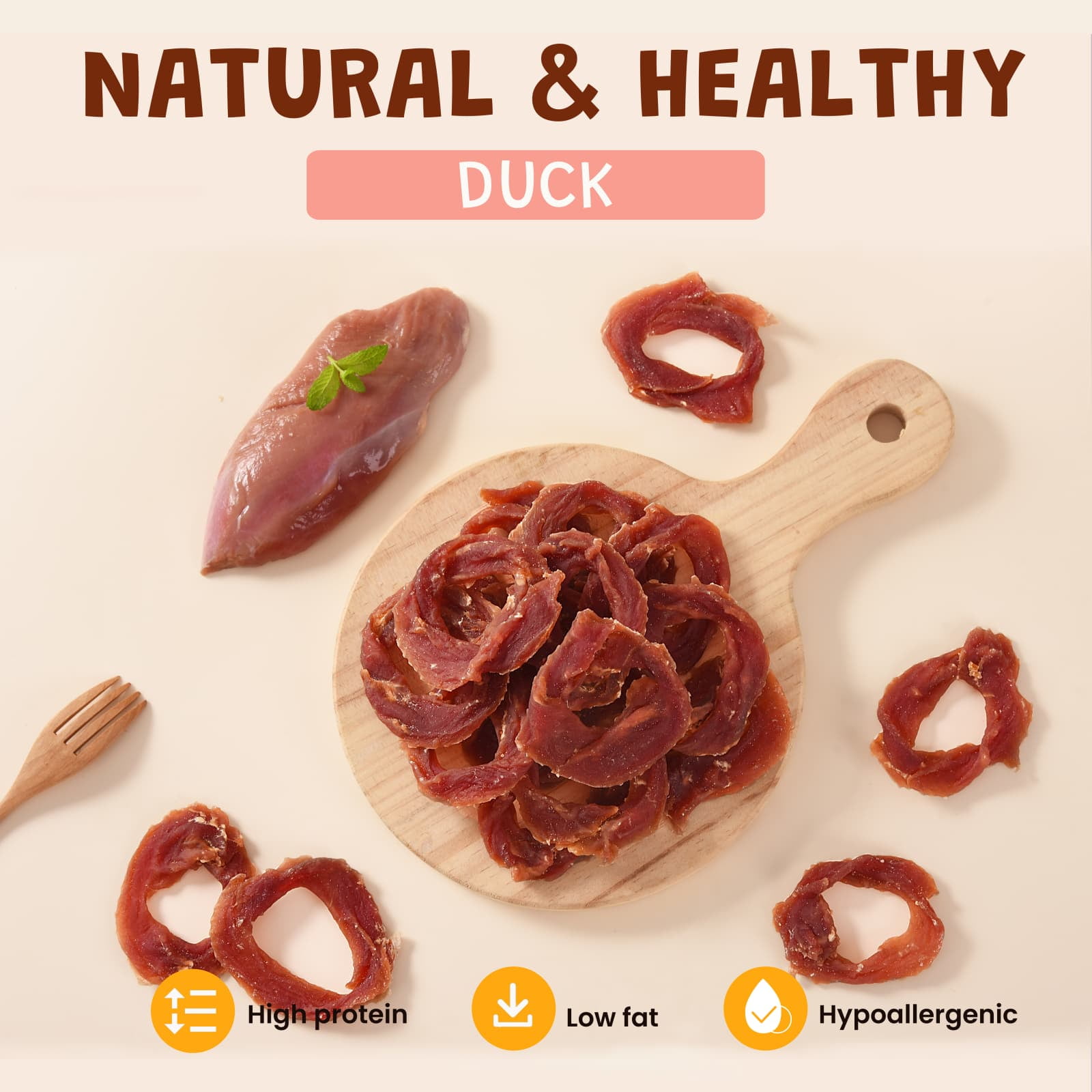 (3 pack) ASMPET Duck Jerky Dog Treats, Healthy Duck Snacks for Small Medium Large Dogs, 10.6oz