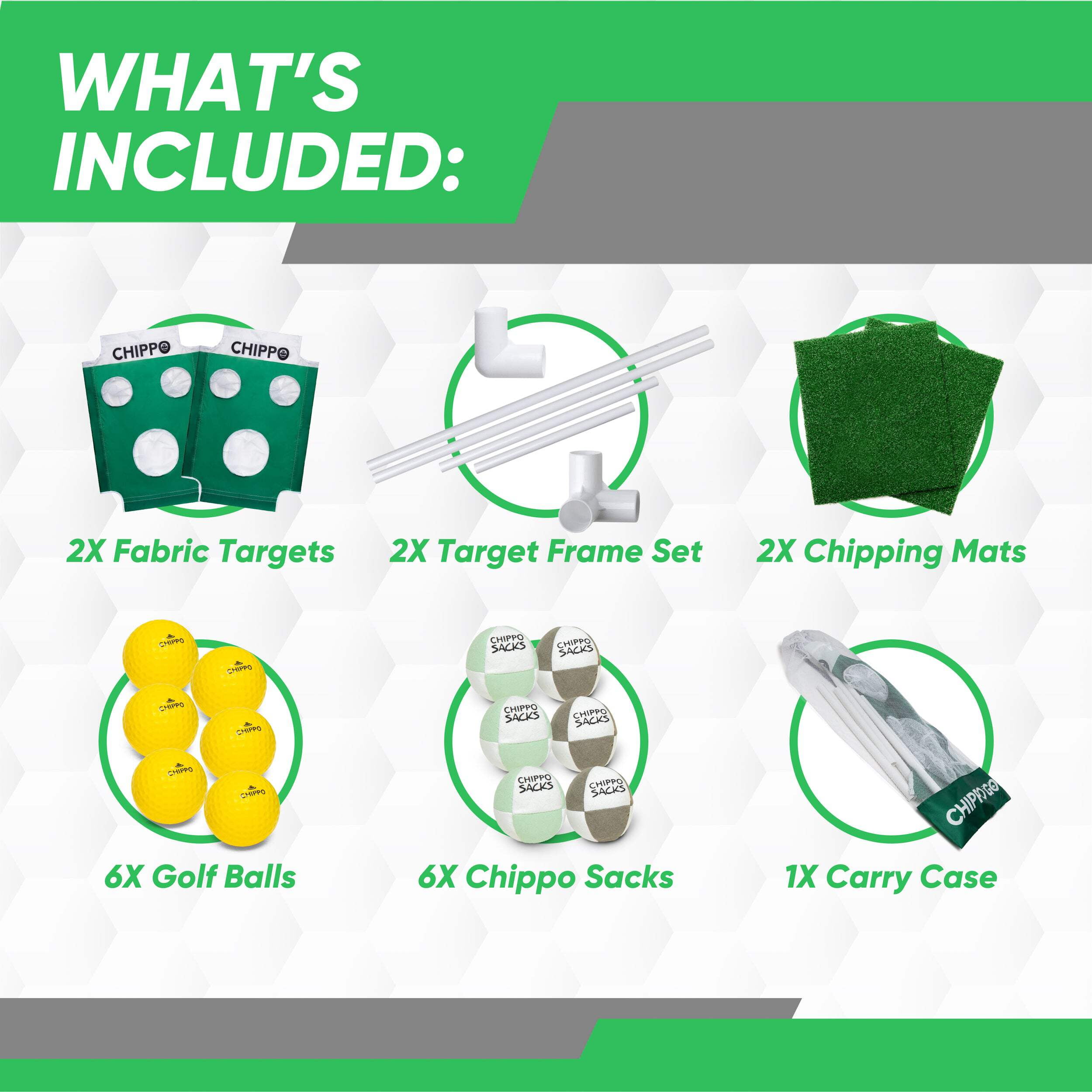 Chippo GO - Portable 2-in-1 Chip & Toss Golf Game – Backyard Golf Chipping Game Set - Lawn, Beach & Tailgate (2 Targets, Mats, Foam Balls, Chippo Sacks, Carry Bag) – Fun Outdoor Game for Families