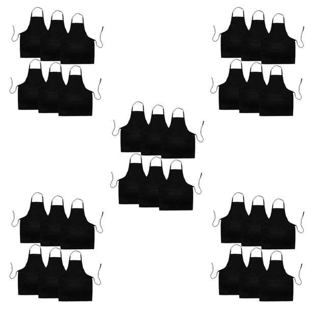 30 Pack Delantal de Cocina Negro con 2 Bolsillos Delantal Antisuciedad Adecuado para Barbacoa Cocina Cocina Hornear Restaurante