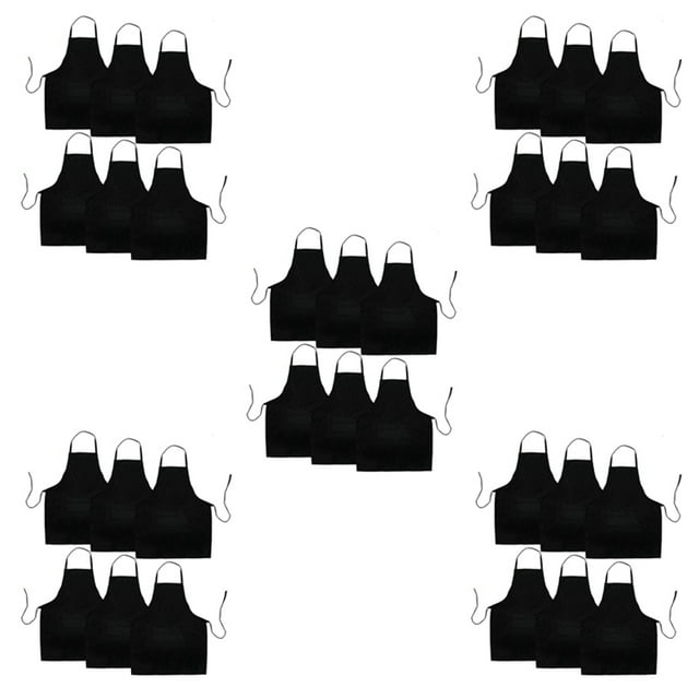 30 Pack Delantal de Cocina Negro con 2 Bolsillos Delantal Antisuciedad Adecuado para Barbacoa Cocina Cocina Hornear Restaurante