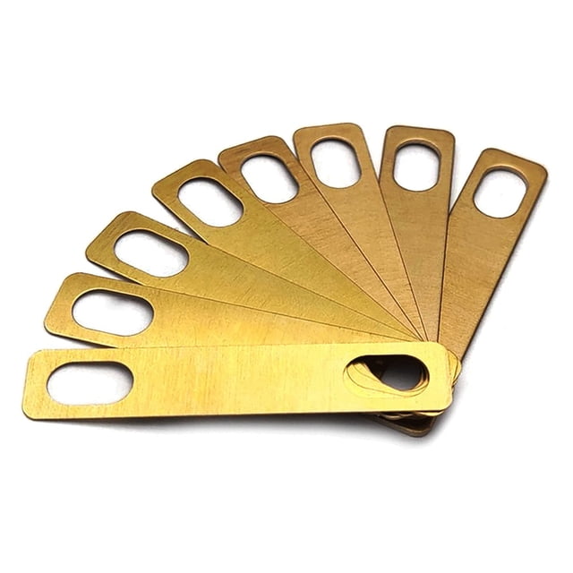 espaciador MX0312D 8 piezas cuñas de cuello de guitarra 0.2 mm 0.5 mm 1 mm de espesor juego de cuñas de latón placa de conexión de cuello atornillado reparación de cuello herramienta Luthier para bajo Romacci espaciador