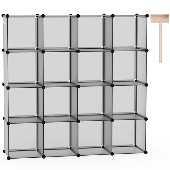 Organizador de almacenamiento C&AHOME, 16 cubos, plástico gris, UPCS16G, 120 x 31 x 120 cm