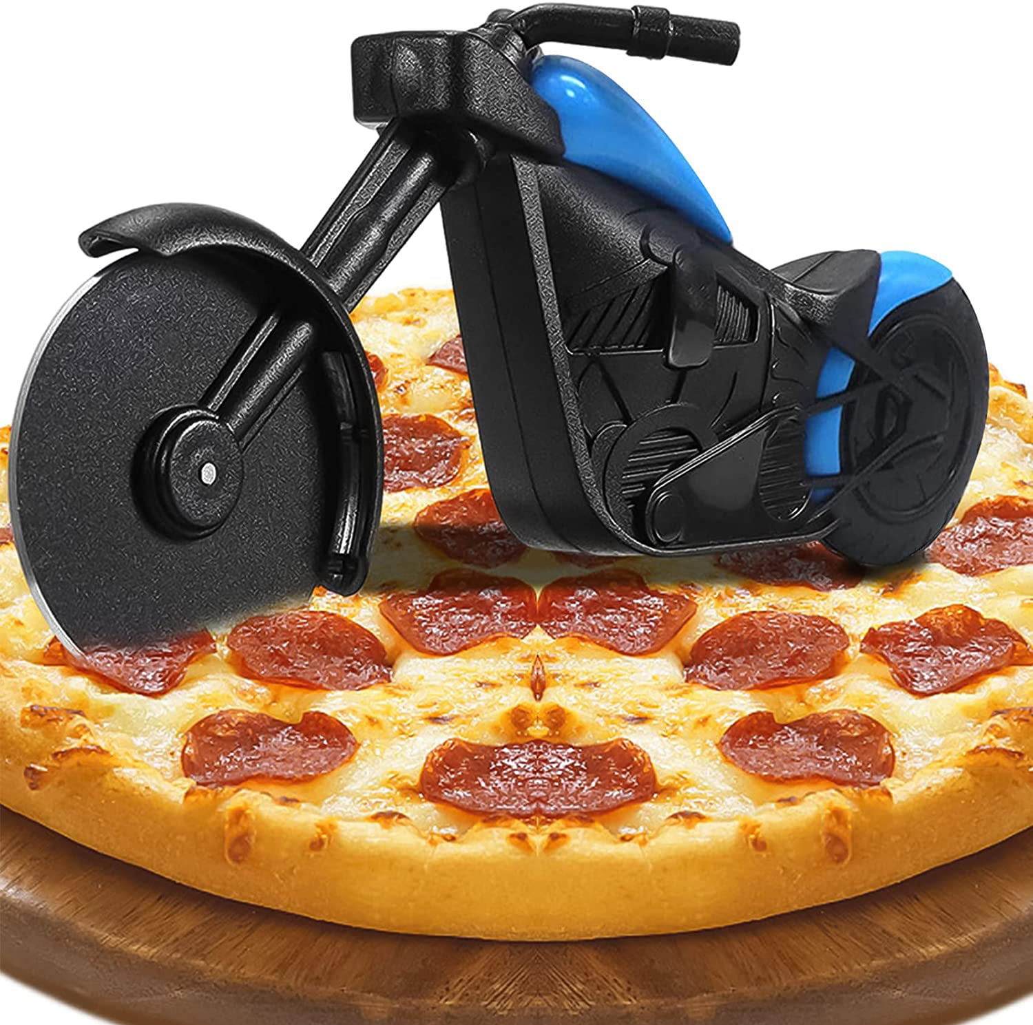 Pizza Cutter Motorcycle, Funny Pizza Cutter, Pizza Scooter Motorcycle,  Stainless Steel Plastic Pizza Roller, Funny Kitchen Aids, Motorcycle Gifts  for Men, for Christmas, Birthday Gifts (Blue) 