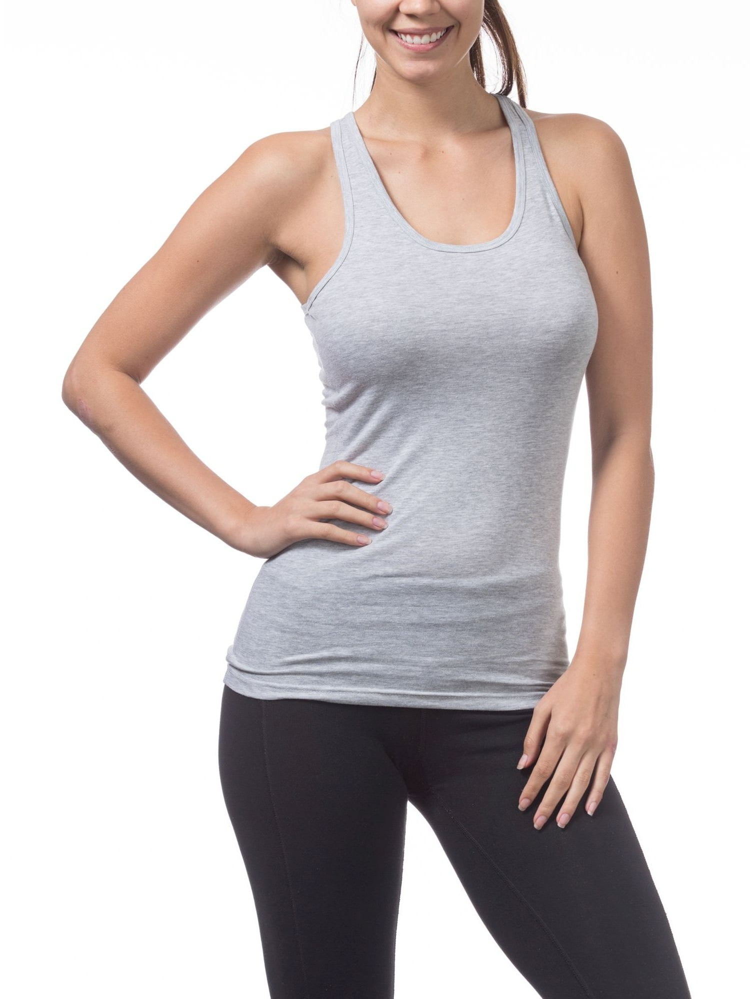 WOMENS Ribbed Tank Tops A-Shirt Sleeveless PROCLUB Cami Yoga Top Underwear S-3XL 
