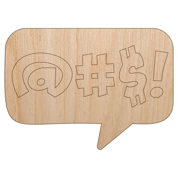 Censored Expletive Curse Bubble Wood Shape Unfinished Piece Cutout Craft DIY Projects - 4.70 Inch Size - 1/8 Inch Thick