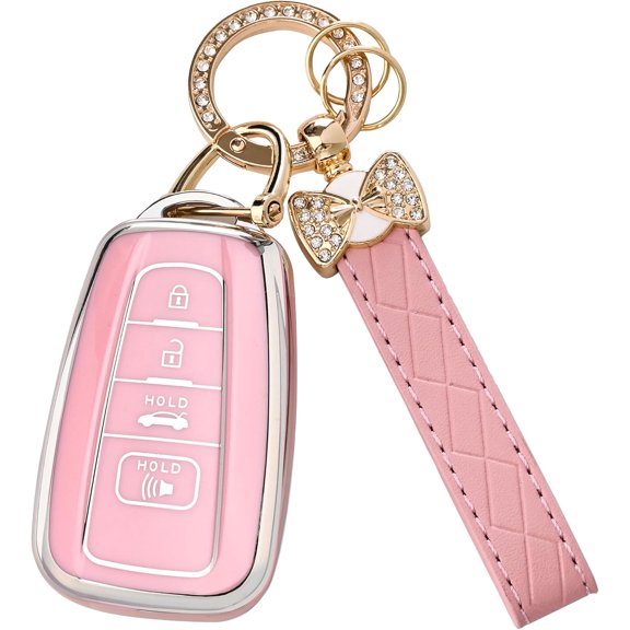 Key Fob Cover Compatible with Toyota Camry RAV4 Highlander Corolla Avalon C-HR Prius GT86 2018-2024 Keychain Case Holder Protector
