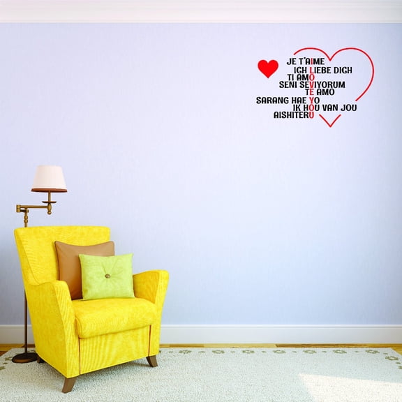 Custom Wall Decal French Love Heart Bathroom Decor Sticker Vinyl Wall Custom Wall Decal 20x40"