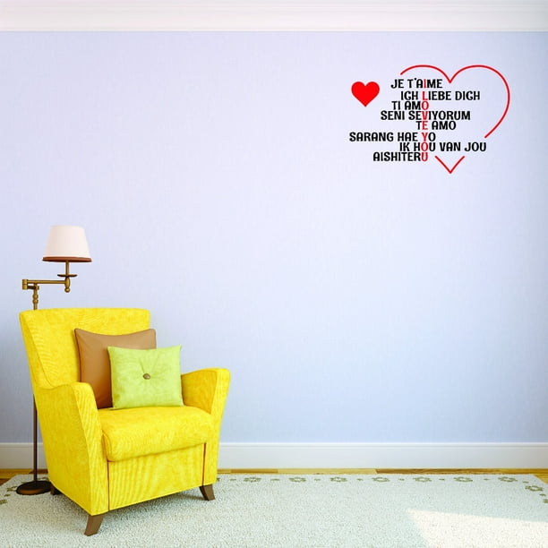 Custom Wall Decal French Love Heart Bathroom Decor Sticker Picture Art 