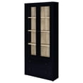 thumbnail image 5 of Hawthorne 4-shelf Glass Door Cabinet with Drawers Black, 5 of 11