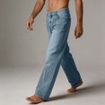 thumbnail image 4 of LODIENY Men's Baggy Jeans Y2K Vintage Straight Wide Leg Denim Pants Hip Hop Skater Loose Fit Streetwear Trousers with Pockets Light Blue XXXL, 4 of 8