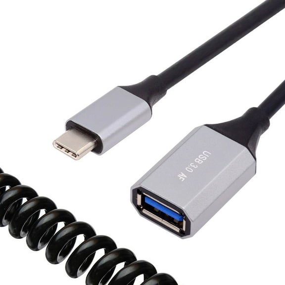 Xiwai USB-C Type-C Host to USB3.0-A Female OTG Stretch Coiled Cable 100cm Extension 5Gbps for Disk Phone Camera Data