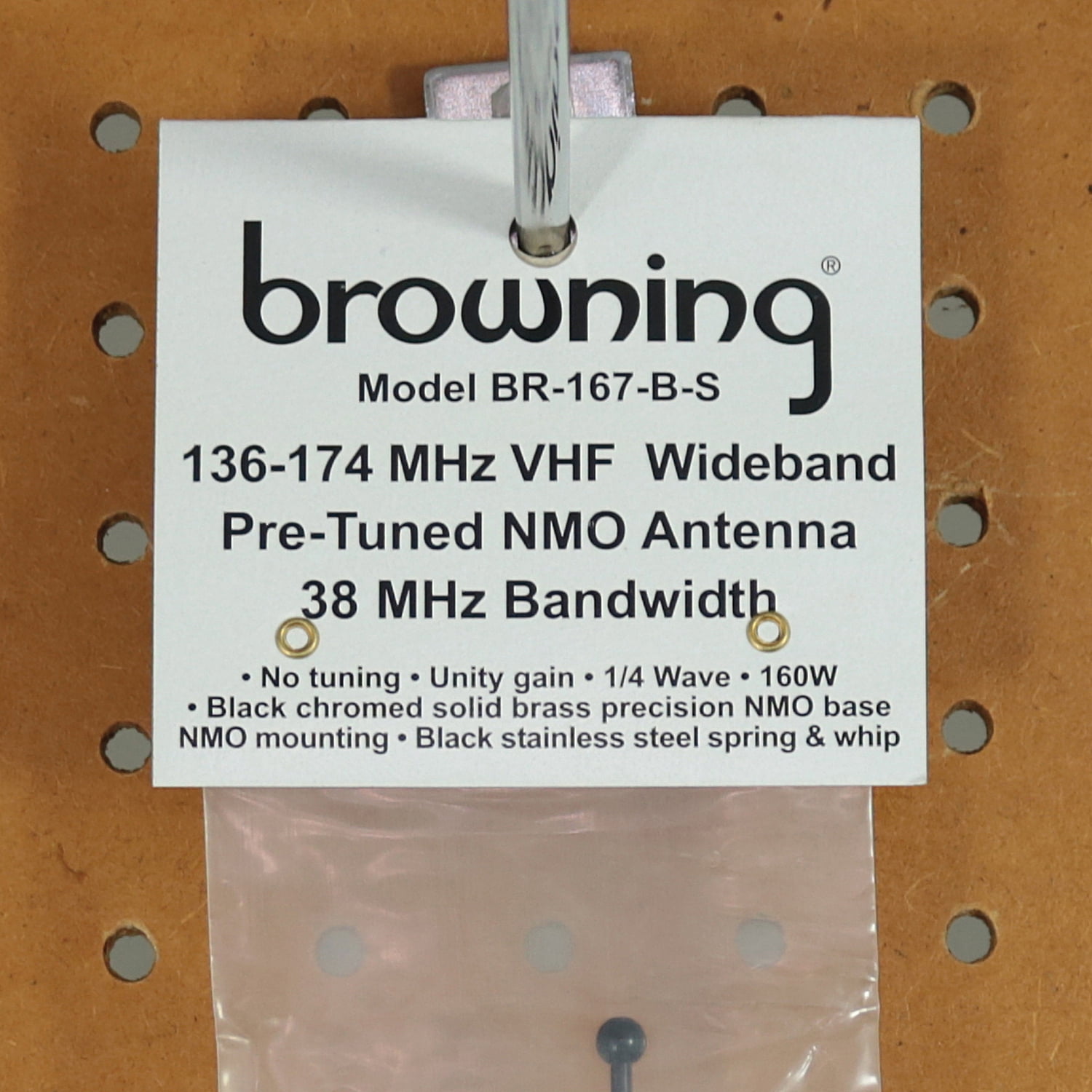 Browning 160-Watt Wide-Band 136 MHz to 174 MHz Unity-Gain Antenna with NMO Mounting, Black