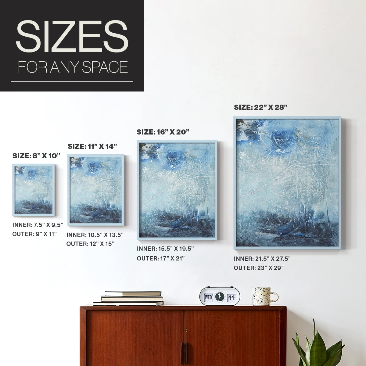 Coastal Seas IV Framed Print in Blue Solid Wood Framed Print No Nail Hanging