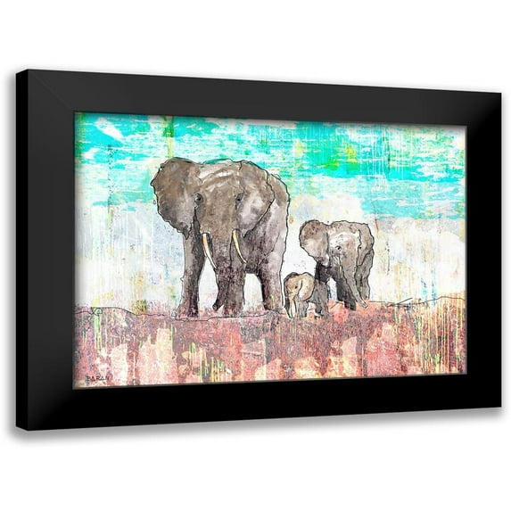Baran, John 14x11 Black Modern Framed Museum Art Print Titled - Elephant Family