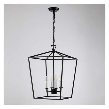 

W18 XH25 Steel Cage Large Lantern Iron Art Design Candle- Chandelier Pendant Foyer Hallway Ceiling Light Fixture Steel Frame Cage