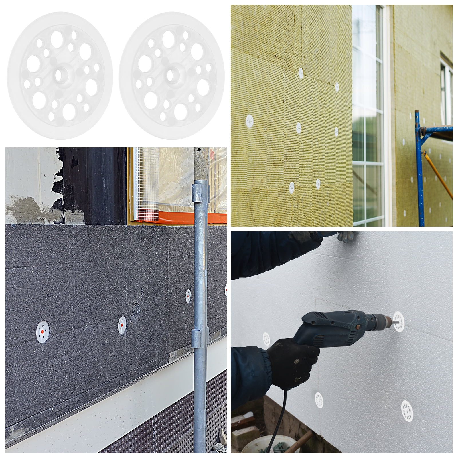 200pcs Plastic Washers 1.85 Inch/ 47mm Load Spreading Polypropylene Washers Foam Board Fasteners for Fixing and Fastening Foam Board