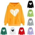 thumbnail image 3 of Oalirro Drawstring Hoodies for Women Causal Winter Long Sleeve Cute Heart Sweatshirt Valentine's Day Top for Spring, Black, 3 of 7