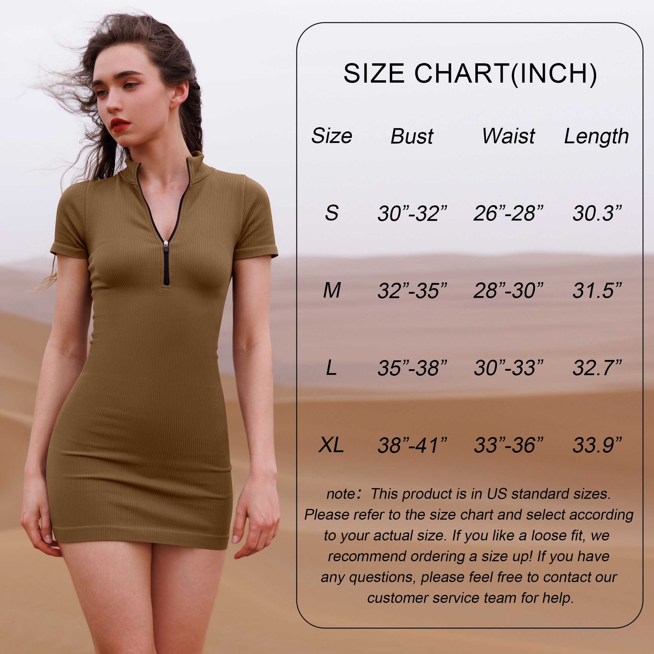 OQQ Women's 2 Piece Dresses Sexy Ribbed Zip Front Short Sleeve Stretch Tops Mini Dress