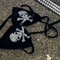thumbnail image 1 of Goth Skull Rhinestone Bikini Y2k Punk Women Print Swimsuit Split Bathing Suit High Waist Gothic Cute Bikinis Sets Beach Outfits, 1 of 2