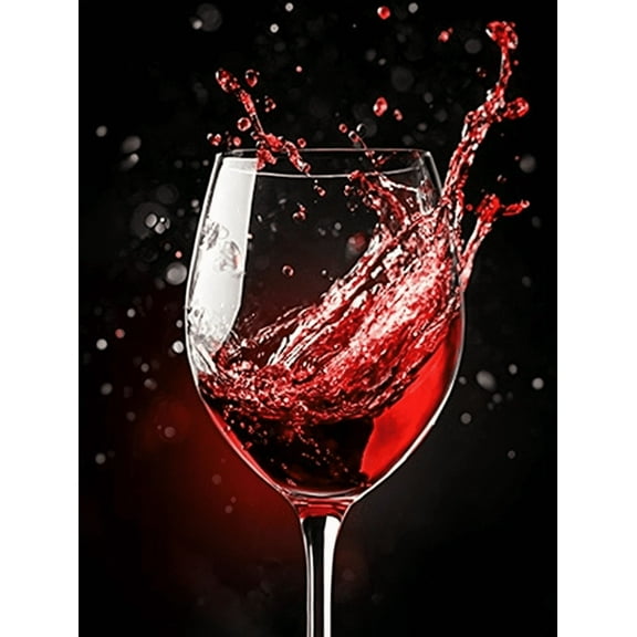 Red Wine Splash Glass Decorative Painting/Canvas Art， Suitable for Bar， Kitchen， Dining Room，Wine Tasting Venue， Club， Party Room， Bistro.