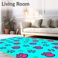 thumbnail image 2 of ODIKA 2'x3' Machine Washable Non-Slip Area Rug, Cartoon Cat Paw Print Making Kit DIY Needlework High Traffic Rug with Pad, Blue, 726753, 2 of 8