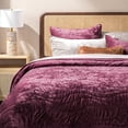 thumbnail image 5 of EVERGRACE Luxury Velvet Quilt King Size, Ultra Soft Wave Crushed Velvet Bedding Set, Lightweight Quilted Comforter Set for All Season, Oversized Bedspread Coverlet with 2 Shams, Mauve Purple, 5 of 8