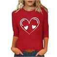 thumbnail image 2 of Ailaofu T-Shirts de la Saint-Valentin à Manches 3/4 Col Rond pour Femmes avec Imprimé Cœur Graphique, 2 of 5